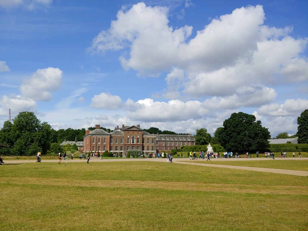 Kensington Palace viewed from the gardens in Hyde Park, Summer 2019
