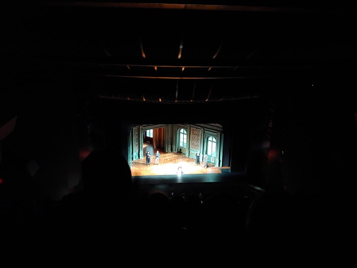 View down to the stage as Stacey Alleume takes her bow after the performance.